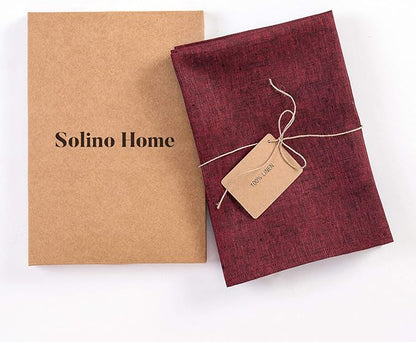 Solino Home Linen Napkins Set of 4 - 100% Pure Linen Red Garnet Dinner Napkins Cloth 20 x 20 Inch for Valentines, Winter - Athena, Handcrafted and Machine Washable