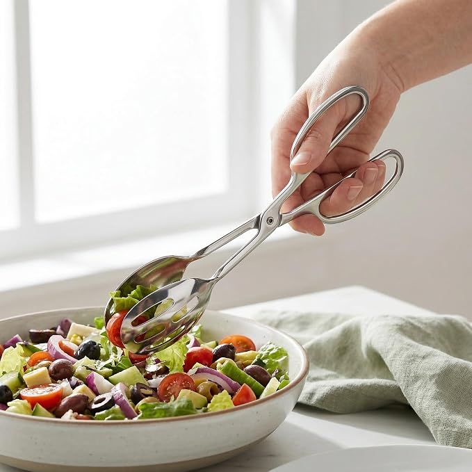 2 Pack Buffet Tongs Salad Tong, 10 Inch Stainless Steel Food Serving Bread Tongs - Image 8