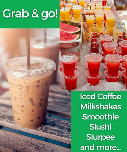 12 oz Clear Plastic Cups with Lids and Straws, Disposable Coffee Cups 25 Sets - Image 4