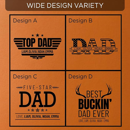 Personalized Dad Leatherette Coasters- Set of 6 Custom Dad Gift - Image 3