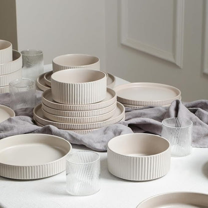 Stone Lain Haven Modern Stoneware 4 Piece Pasta Bowl Sets, Dish Set - Image 4