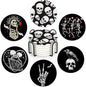 Coaster for Drinks Set of 6, Skeleton Skull Absorbing Round Ceramic Stone Coaster with Cork Base,Tabletop Protection Mat for Mugs and Cups,Coffee Table Wine Glass Home Bar 4 Inch