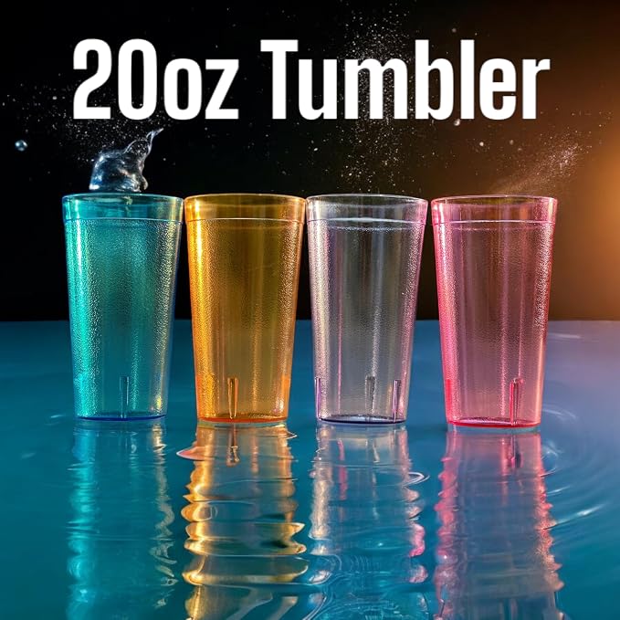 Oojami Set of 24 Plastic Tumblers, 20-Ounce Reusable Cups, BPA-Free & - Image 9