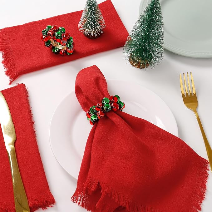 Christmas Napkin Rings Set of 8, Bells Napkin Rings - Image 2