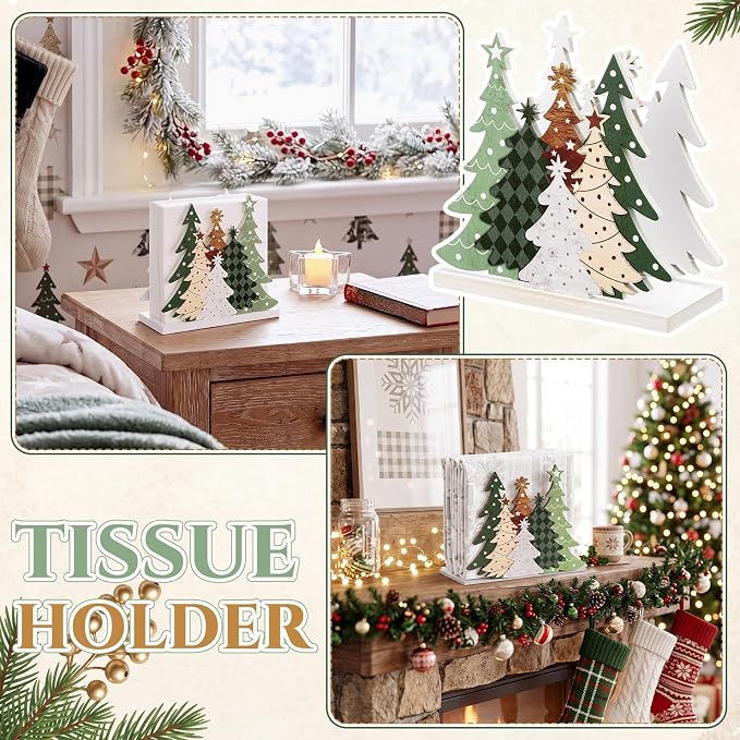 Christmas Tree Napkin Holder for Tables Classical Green Christmas Tree Napkin - Image 4