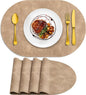 ADRIMER Placemats, Heat Resistant Oval Placemats Set of 4 Washable 12 x 17 Inch, Waterproof Table Placemats Set of 4, Wipeable Faux Leather Placemats for Kitchen, Dining Room, Apricot
