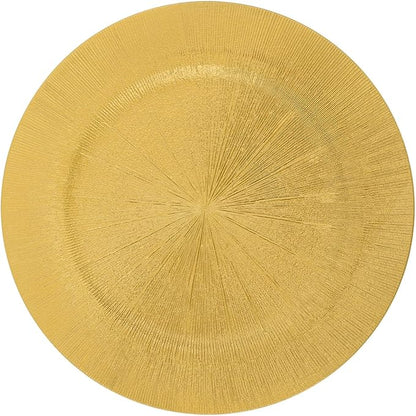 100 Pcs Antique Charger Plates Bulk, 13in Reusable Serving Plates Embossed Rim Plastic Party Dinner Plate Chargers Round Decorative Server Plate for Wedding Party Event Tableware