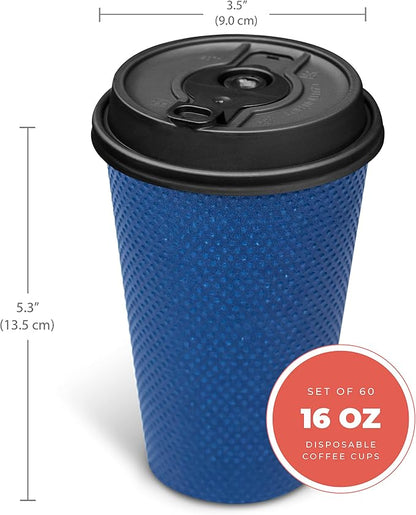 To Go Coffee Cups With Lids - 16 oz Disposable Coffee Cup With Lid. Large Togo - Image 3