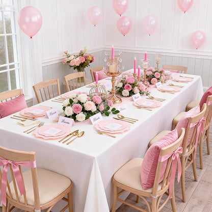 COLOSUS 60pcs Pink Plastic Dessert Plates - 7.5 Inch- Heavy Duty Disposable Plastic Appetizer/Salad/Cake Plates for Party Wedding and Everyday Use,Valentine's Day