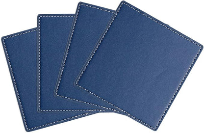 uxcell Square Drink Coasters Set of 4 White Stitched Dual Sided Non-Slip by uxcell