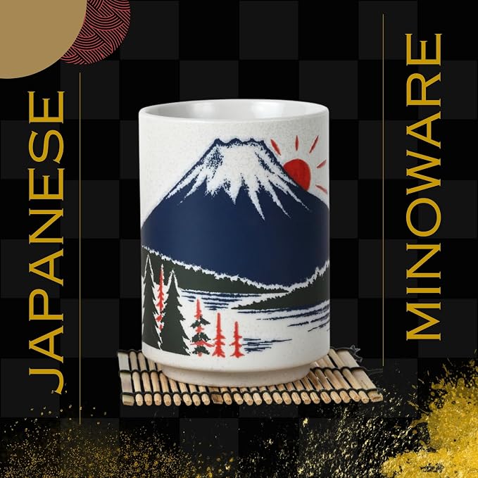 Japanese Tea Cups Sushi-Yunomi Mino Ware - Image 3