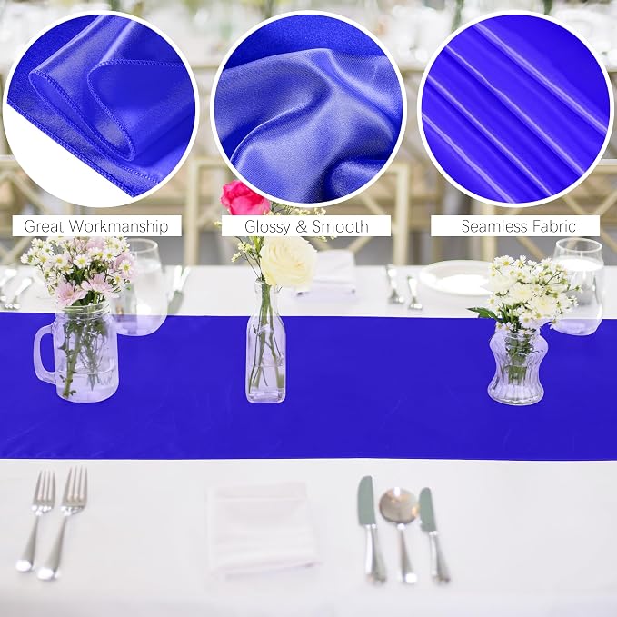 Aneco 4 Pack Satin Table Runner 12 x 108Inch Long Bright Silk and Smooth Fabric - Image 3