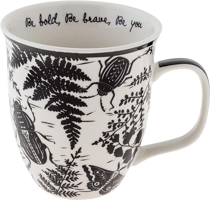 Karma Gifts 14 oz Black and White Boho Mug Beetle by KarmaGifts