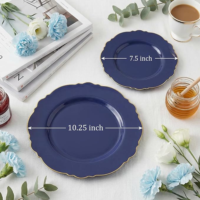 100pcs Blue Plastic Plates - Image 3
