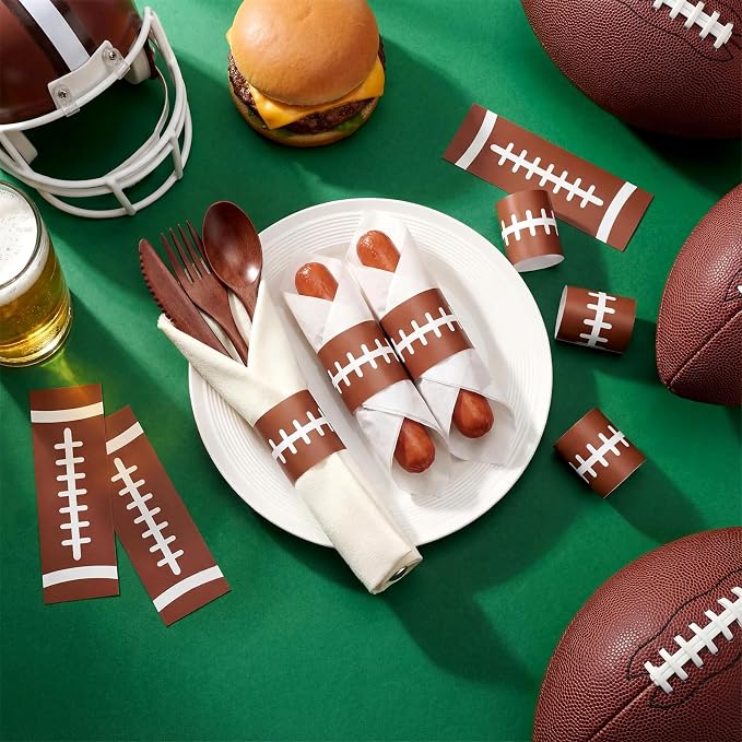 FoldTier 300 Pcs Football Paper Napkin Rings Bulk Disposable Sports Napkin - Image 7