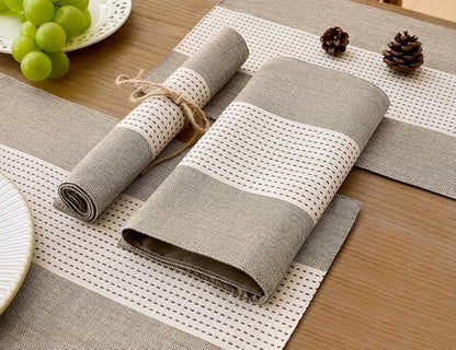 Wracra Linen Placemats Set of 6, Macrame Place Mats - Image 4