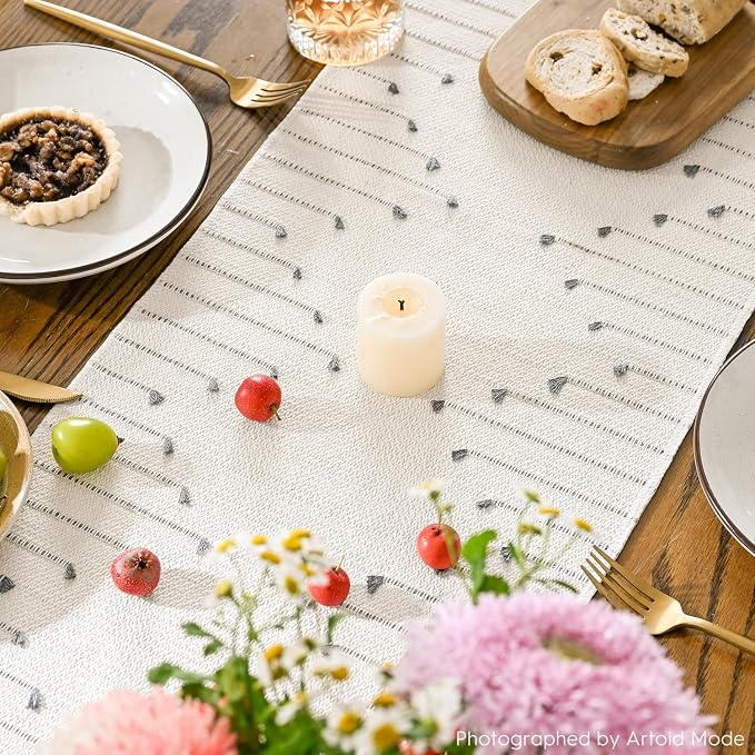 Artoid Mode Light Grey Boho Table Runner - Image 3