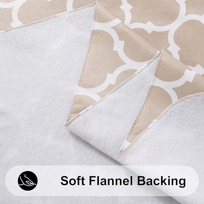 Smiry Square Table Cloth, Wipeable Spillproof Tablecloths with Flannel Backing for Square Tables, Waterproof Vinyl Plastic Tablecloth for Dining, Camping, Indoor and Outdoor (60" x 60", Khaki)