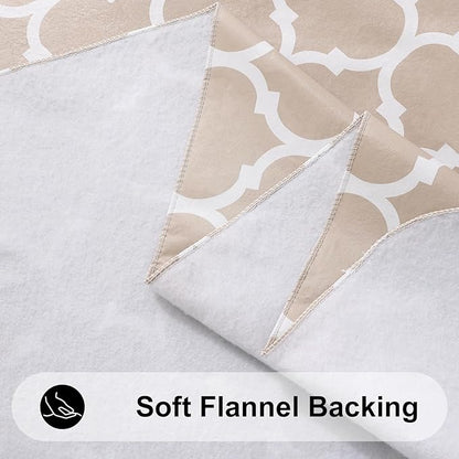 Smiry Rectangle Table Cloth, Waterproof Vinyl Tablecloths with Flannel Backing for Rectangle Tables, Wipeable Spillproof Plastic Tablecloth for Dining, Camping, Indoor and Outdoor (60"x144", Khaki)
