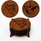 LazerEdge West Virginia Mountaineers Wooden Coaster Set - Cherry Wood - Officially Licensed Product - 4-Pack