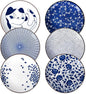 Selamica 8 Inch Ceramic Dessert Plates, Appetizer Plates for Serving Snacks Pasta, Microwave Dishwasher Safe, Set of 6, Blue