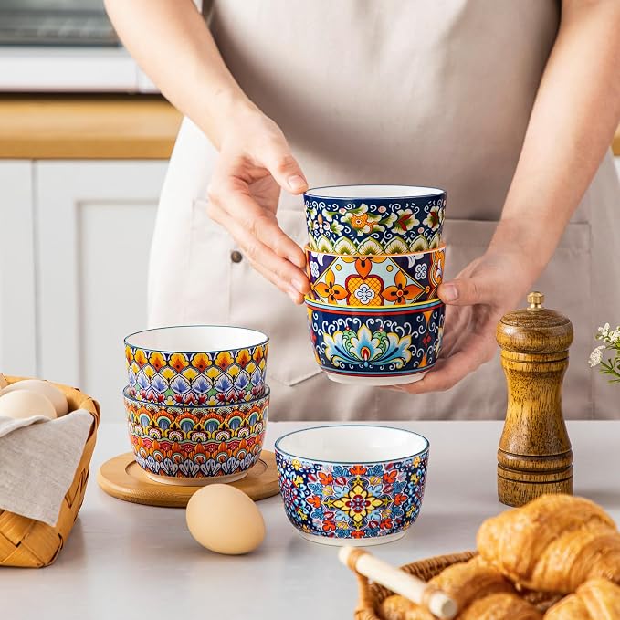 vancasso 8 Oz Ramekins Oven Safe Set of 6, Ceramic Baking Souffle Dishes | - Image 7