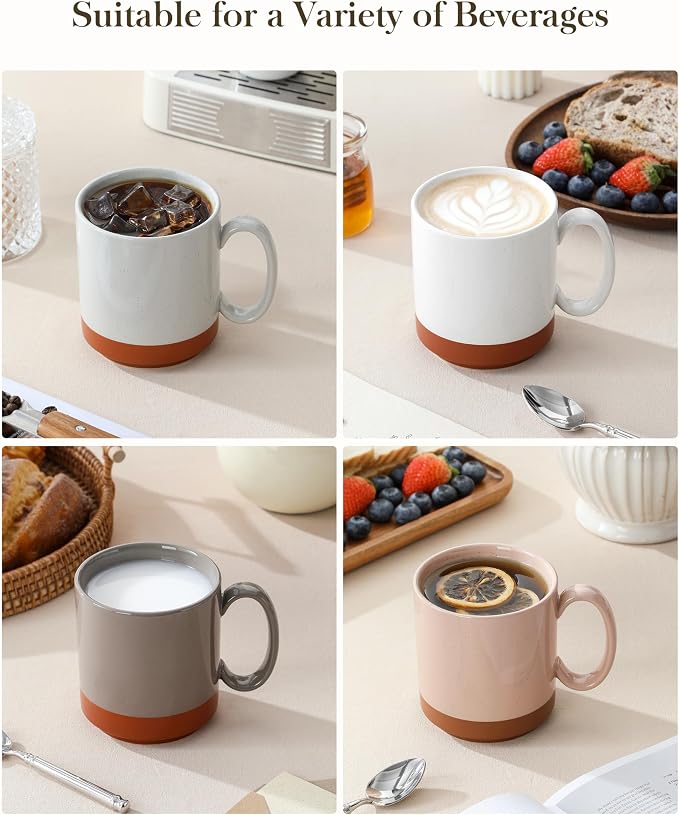 MALACASA 16oz Ceramic Coffee Mugs Set of 4, Stackable Coffee Cups - Image 5