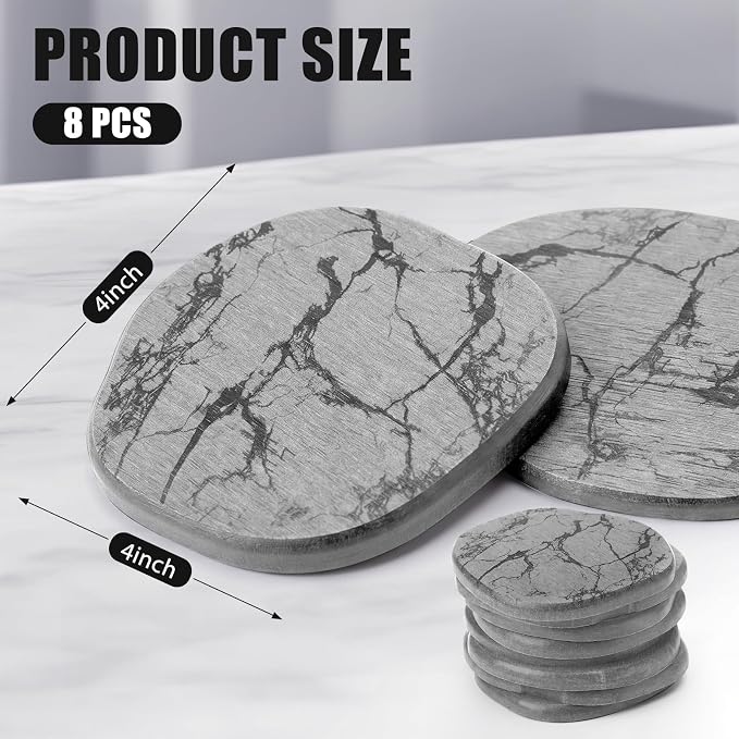 Diatomaceous Earth Coasters Set of 8，Cool Absorbent Quick-Dry Drink Coasters - Image 2