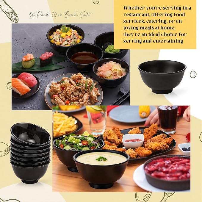 Tioncy 36 Pcs Bowls Set Unbreakable Dessert Soup Salad Bowls - Image 4