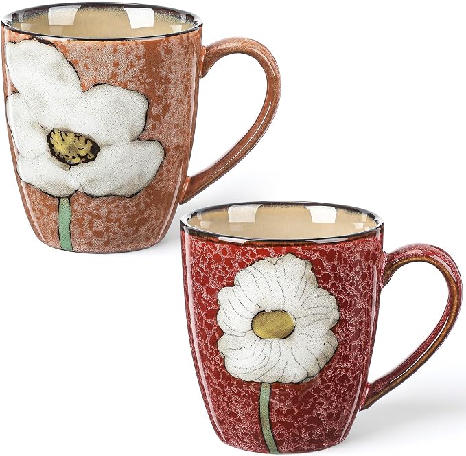 Maxdot 12oz Ceramic Coffee Mugs, Glazing Process Coffee Cup by Maxdot