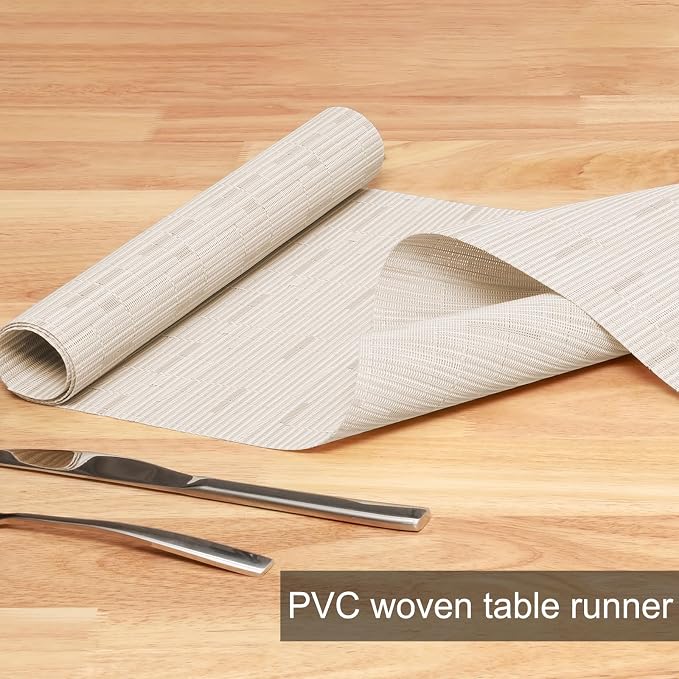 Table Runner 72 Inches Long, Vinyl Woven Heatproof Table Runners | Washable - Image 2