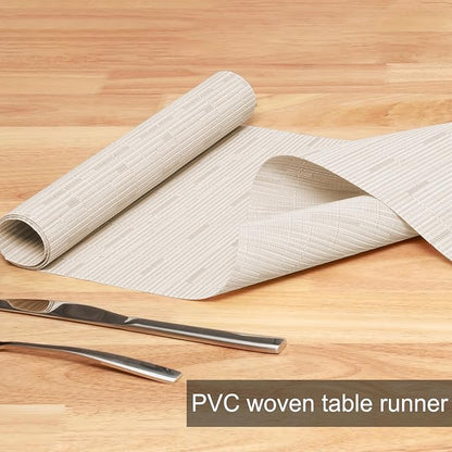 Table Runner 72 Inches Long, Vinyl Woven Heatproof Table Runners | Washable - Image 2