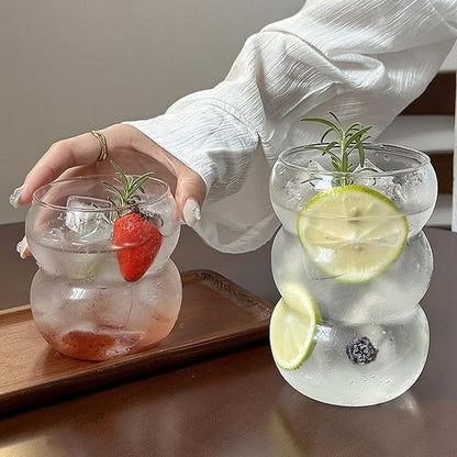 Ribbed Glassware Water Tumbler, Wave Bubble Glasses Tumbler, Aesthetic Ripple - Image 3