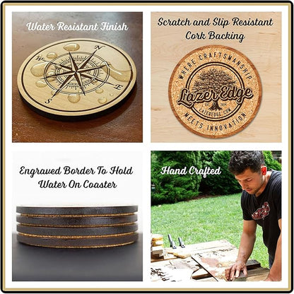 LazerEdge South Carolina Gamecocks Wooden Coaster Set - Cherry Wood - Officially Licensed Product - 4-Pack