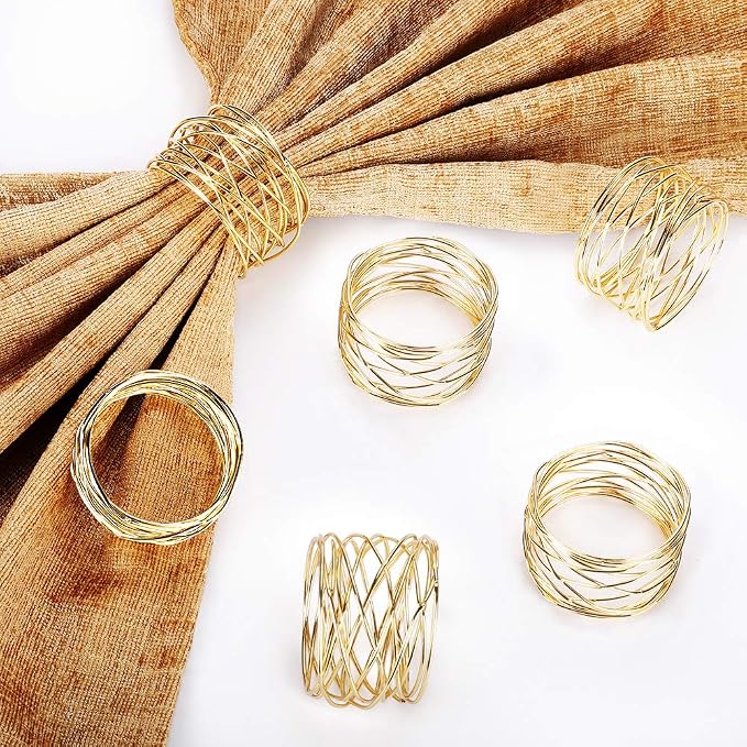 Accmor Napkin Rings, Metal Gold Round Napkin Rings Buckles - Image 6