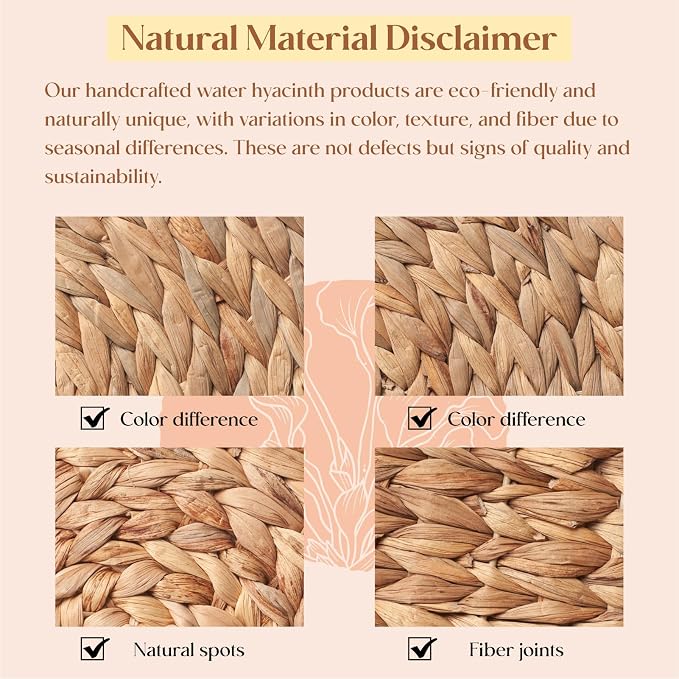 10 Pack, Round Woven Placemats, Natural Water Hyacinth Place mats, Braided - Image 9