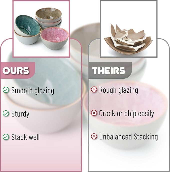 Brew To A Tea BTaT- Ceramic Cereal Bowls, 29 oz, 6 Pack, 6.3 Inches, Glazed - Image 5