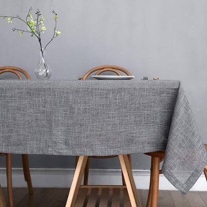 maxmill Flaxy Faux Linen Tablecloth with 2-Tone Slubby Texture Wrinkle Free Anti-Shrink Soft Table Cloth for Kitchen Dining Tabletop for Outdoor and Indoor Use Rectangle 60 x 84 Inch Charcoal
