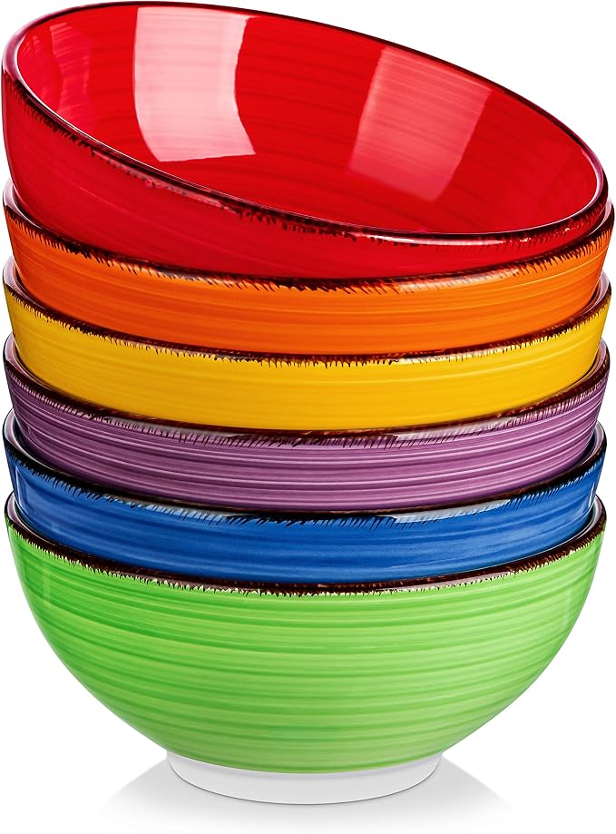 vancasso Bonita Cereal Bowls Set of 6-27 Oz Ceramic Soup Bowls, Microwave & by vancasso