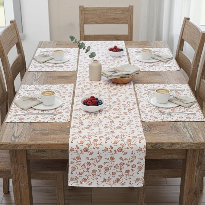 Table Runner 48 inches Long Floral Vintage Flowers Botanical Design Rustic - Image 7