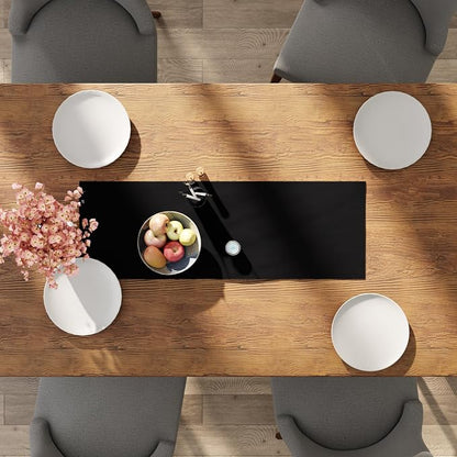 Encasa XO Table Runner, Cotton Canvas Dining Runner 13"x36" | Jet Black - Image 4