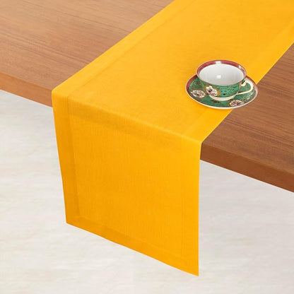 Classic Linen™ by D'Moksha Yellow Table Runner 60 Inches, 100% Pure Linen - Image 2