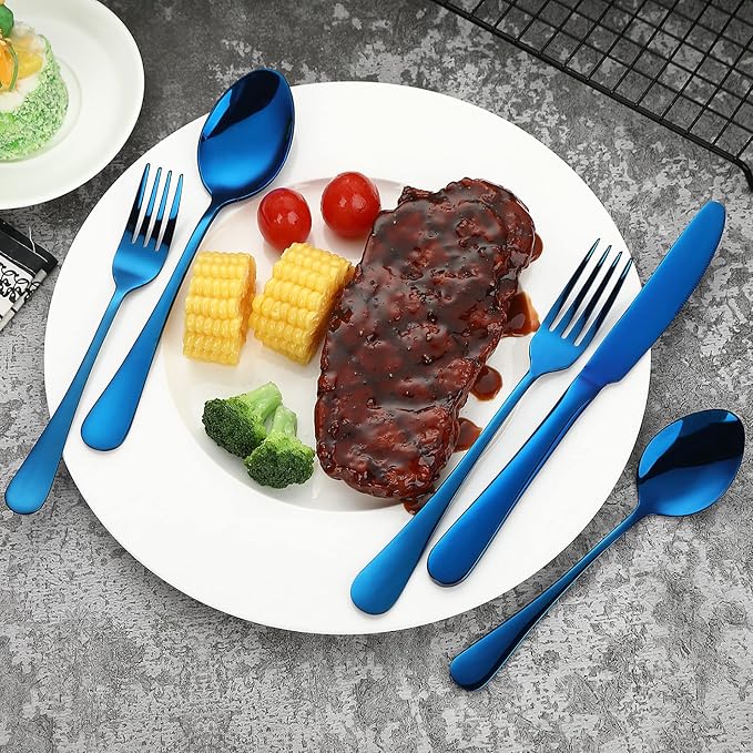 Blue Silverware Set Flatware Cutlery - Image 7