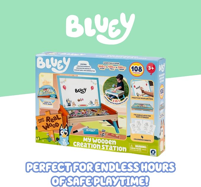 Bluey Art Creation Station, 100 Magnets & Whiteboard Lid | Foldable legs - Image 6