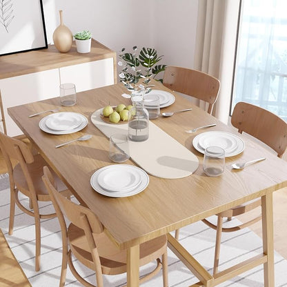 Encasa XO Dining Table Runner, Handmade Ribbed Cotton 12"x36" Off White | 100% - Image 2
