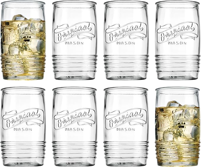 Glaver's Set of 8 Tumbler Glass Cups 20 OZ Mason Stemless Tall Drinking Glasses - Image 6