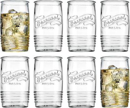 Glaver's Set of 8 Tumbler Glass Cups 20 OZ Mason Stemless Tall Drinking Glasses - Image 6