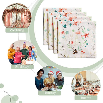 Maison d' Hermine Cloth Napkins Set of 4 100% Cotton Everyday Reusable Square Napkins Cloth Washable, Dinner, Party, Wedding, Restaurant, Spring/Summer (Colmar, 20" x 20")