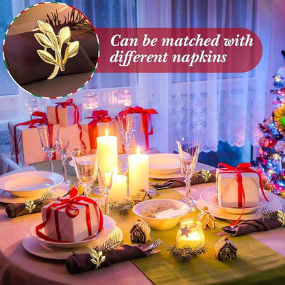 WILLBOND Leaf Napkin Rings Holders Fall Party Napkin Rings - Image 7