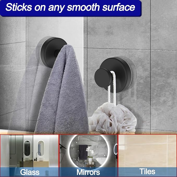 Bntuk Suction Cup Hooks for Shower, Twist-Lock Towel Hooks for Bathrooms | - Image 3